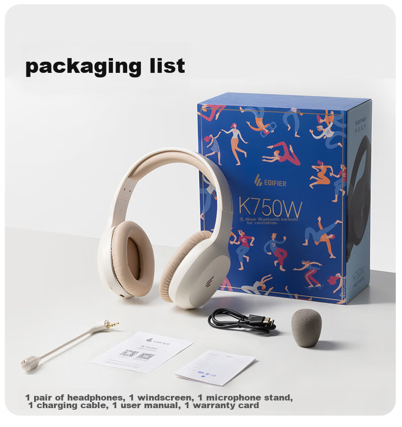 EDIFIER K750W Over-Ear Bluetooth Wireless Headphones with Microphone for Memorization, Follow-Along Learning, Online Classes, Noise Cancellation, And Music Listening - Athens Gray 20