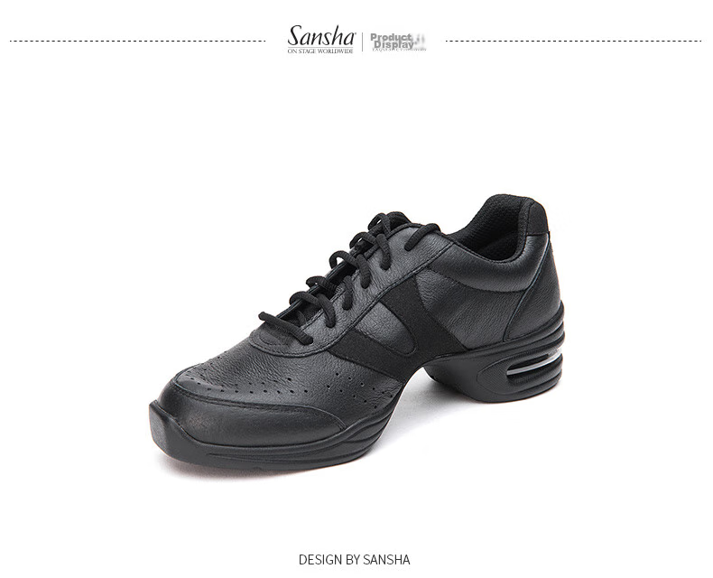 Sansha Modern Dance Shoes for Women, Jazz Soft-Soled Breathable Leather Square Dance Shoes H166LPI Black Size 39 7