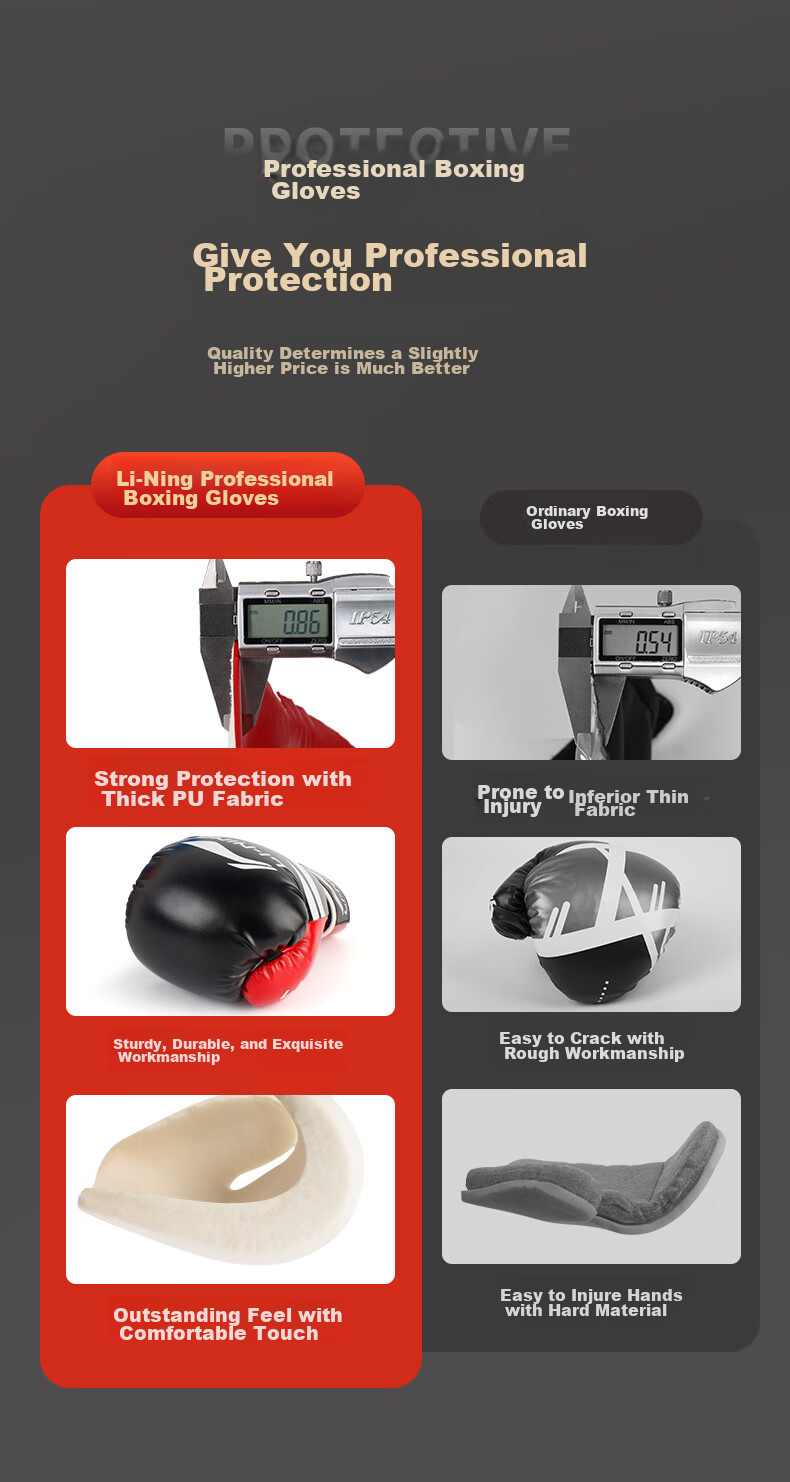 Li-Ning Boxing Gloves, Adult Sanda And Free Fighting Gloves, Punching Bag Gloves for Men And Women, Combat Competition Training Gloves 2