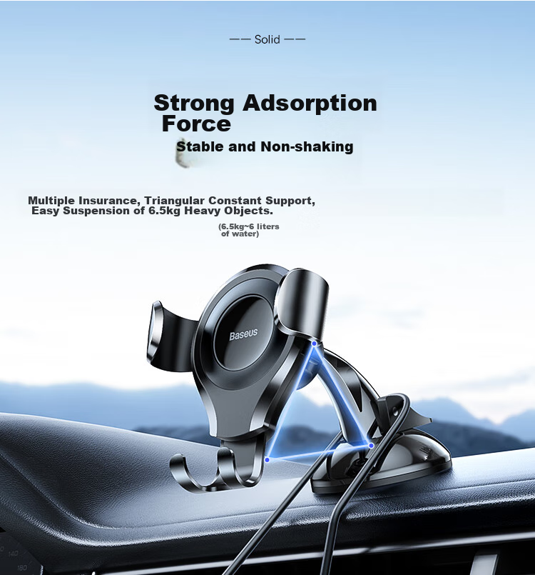 Baseus Car Phone Holder, Suction Cup Navigation Mount for Car Dashboard, Front Windshield And Center Console Holder 9