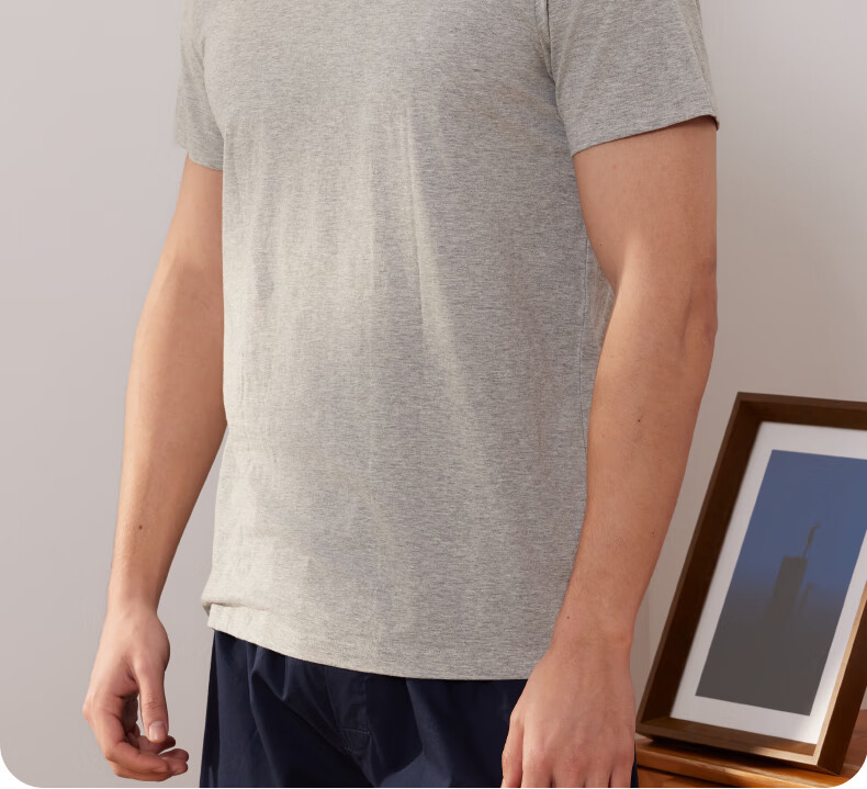 SEPTWOLVES Men's Short Sleeve T-Shirt Elastic Cotton Breathable Casual Sweat-Absorbing Basic Heather Gray 2XL 16