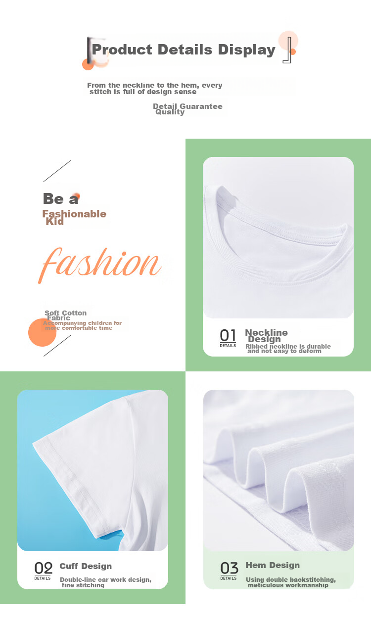 Nanjiren Children's T-Shirt, Boys And Girls Undershirt, Summer Round Neck Cotton White T-Shirt, Casual Versatile Short Sleeve for Older Kids, White, Size 110 8