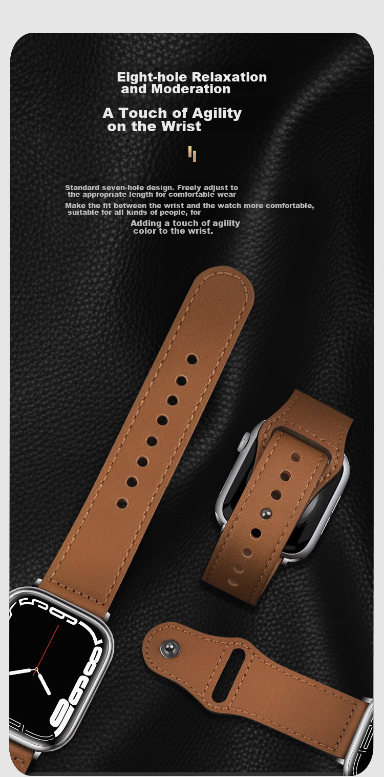 MSSM Leather Watch Strap Compatible with Apple Watch, Swift Cowhide Band for IWatch S12/11/ultra4/S10/9/SE3 - Brown 44-49 17