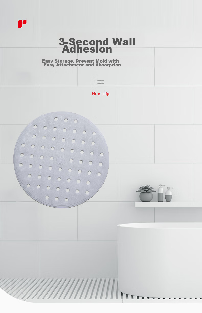 RIDDER German Imported TPE Bathroom Non-Slip Mat, Round Dotted Hollow Non-Slip Mat, Light Gray, Diameter 52 6
