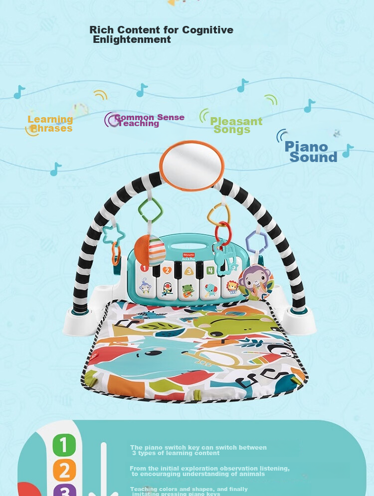 Fisher-Price Newborn Welcome Gift Toy, Birthday Present - Upgraded Colorful Piano Fitness Machine HXV97 12