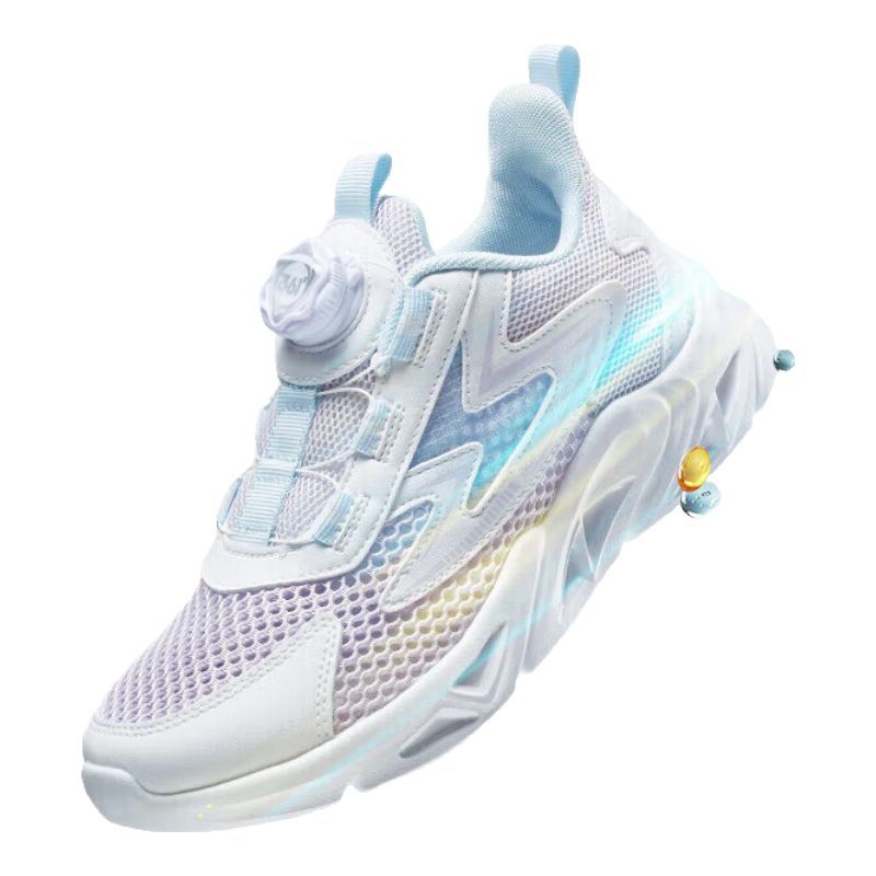 361° Children's Shoes, Kids' Running Shoes for Summer, Boys And Girls Aged 3-14, Large Mesh with Rotary Knob, Purple, Size 35