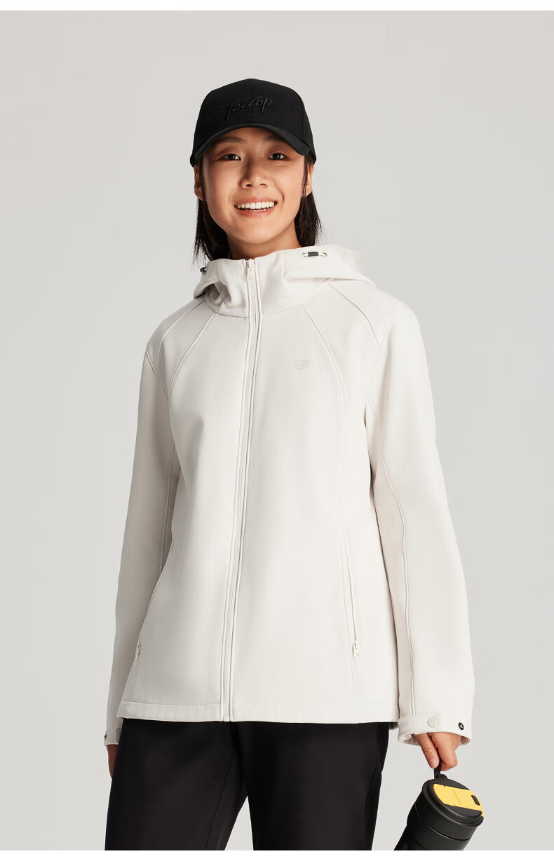 TECTOP Soft Shell Jacket, Fashionable Windproof Breathable Wear-Resistant Coat, Hooded Sports Windbreaker, Cloud Ink Black, M 22