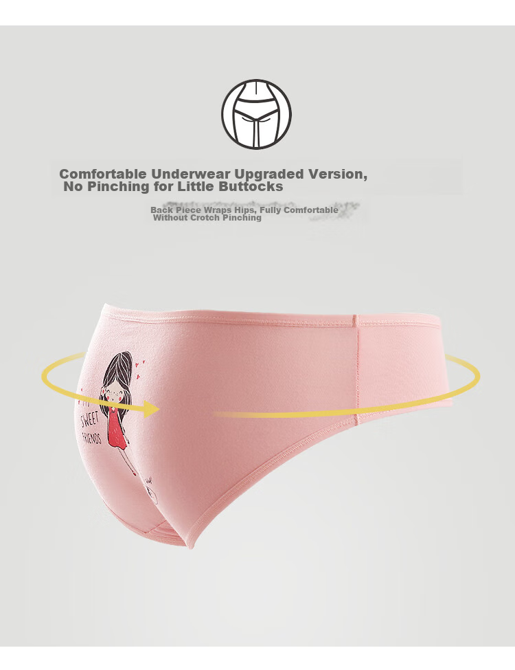 Hodohome Children's Underwear, Girls' 3A Grade Antibacterial Crotch Triangle Panties, Girls' A-Class Cotton-Spandex High-Elastic Cartoon Shorts, 318 160 6