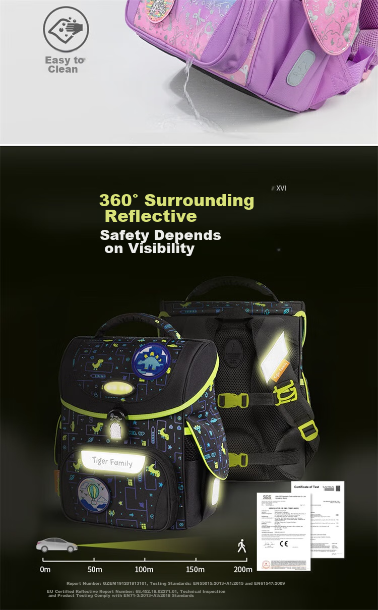TigerFamily Primary School Backpack for Grades 1-3, Spine Protection And Load Reduction Children's Backpack, Double Shoulder Bag 21