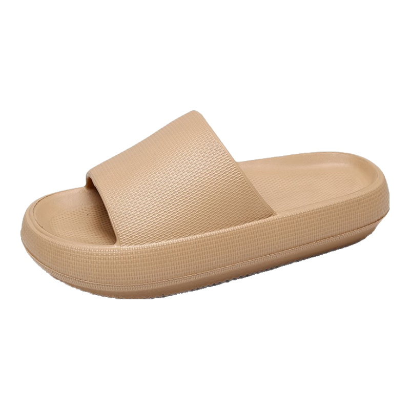 GUOLUOFEI Thick-Soled Slip-On Sandals for Men And Women, Summer Indoor Home Wear, Height-Increasing, Extra Large Size, Couple Slippers, Khaki, Size 50-51