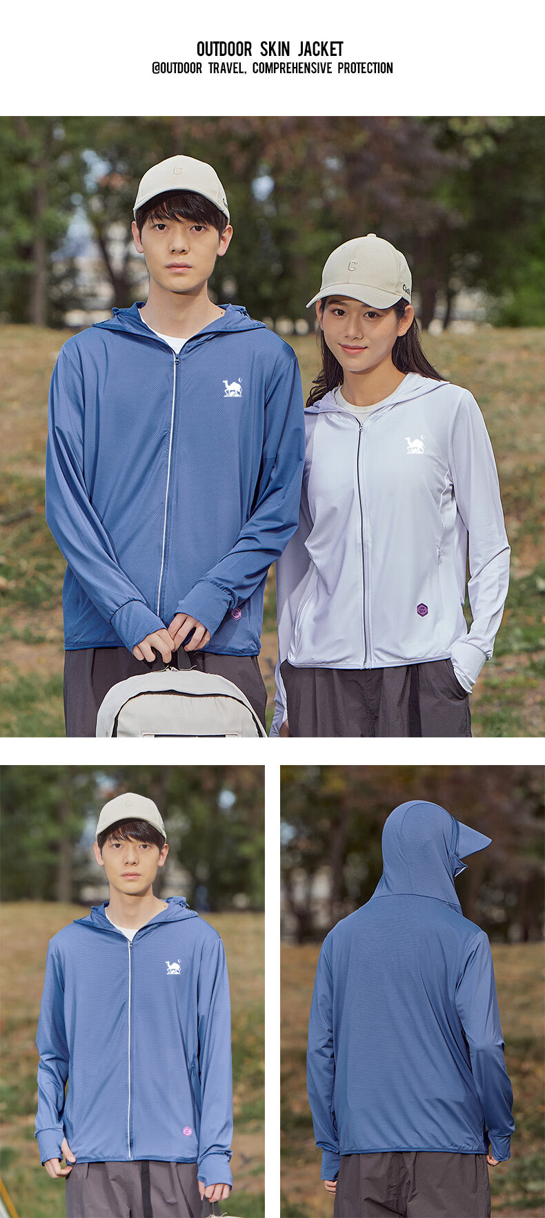 EASTERN CAMEL Couple's Sun Protection Clothing, Men's And Women's Summer Sun Protection UV-Resistant Fishing Skin Jacket, Men's Light Gray, 4XL 19