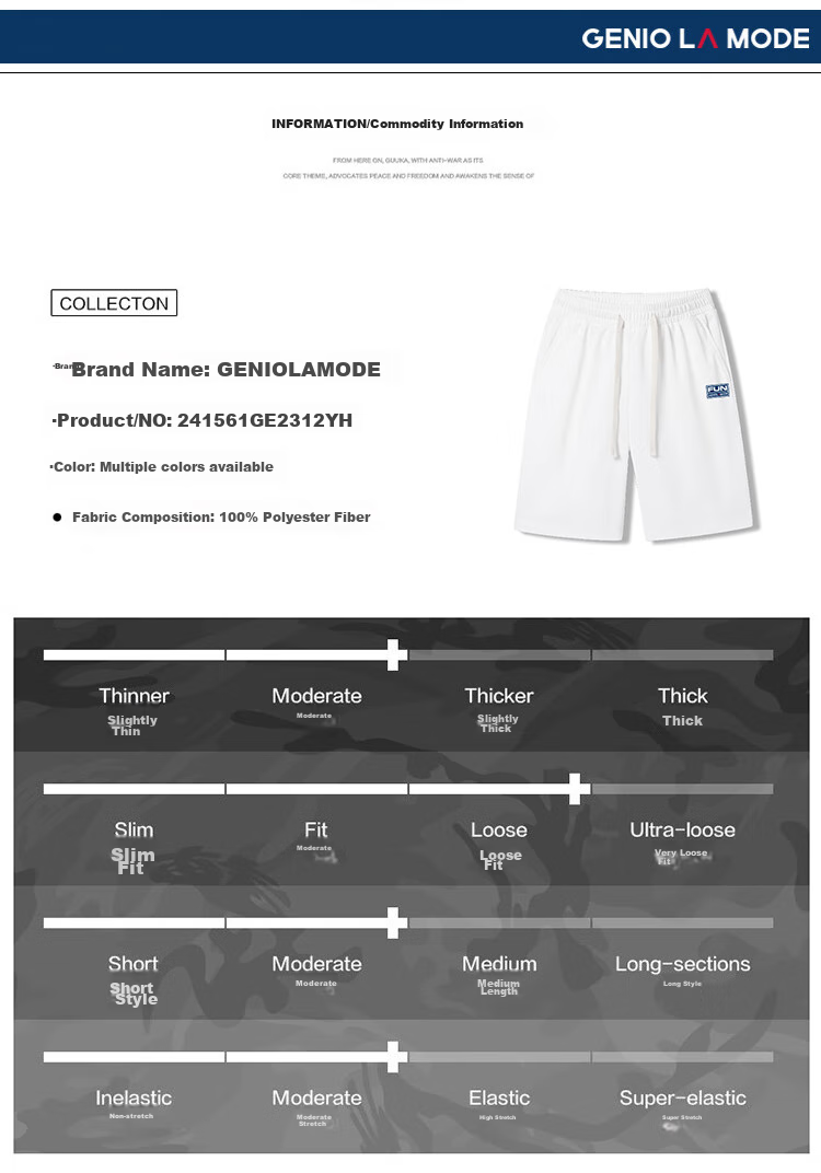 GENIOLAMODE Men's Shorts, Summer Lightweight, Versatile for Home Wear, Loose Casual Pants, Knee-Length Shorts 6