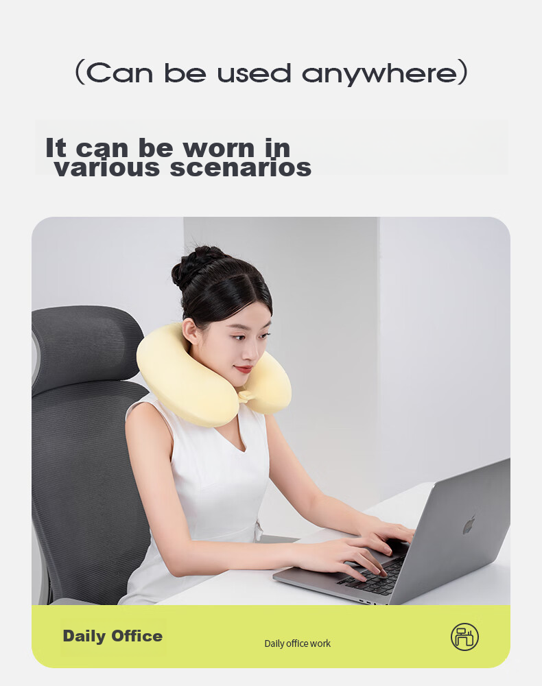 JAGO U-Shaped Neck Pillow, Cervical Pillow, U-Shaped Neck Support Pillow, Airplane Travel Headrest, Memory Foam Nap Pillow, Cervical Spine Pillow, Beige 8