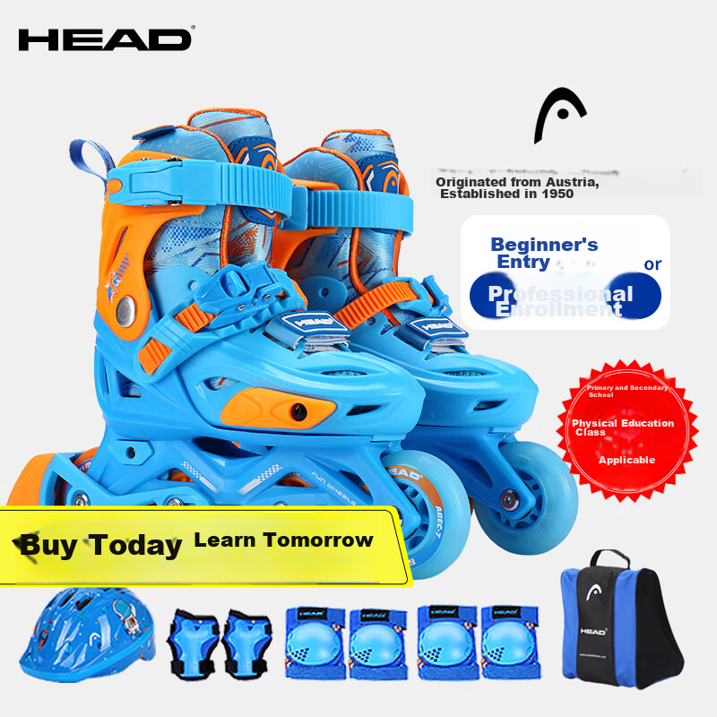HEAD Roller Skates for Children, Girls And Boys, Beginners, Inline Skates, S5 Blue, Size S