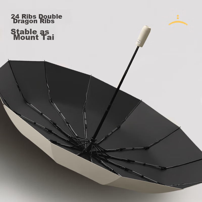 MAYDU Sun Protection Umbrella, Three-Fold Automatic Umbrella, Windproof Men's Business Umbrella for Sunny And Rainy Days, 12 Ribs, M3326 Wutongmi