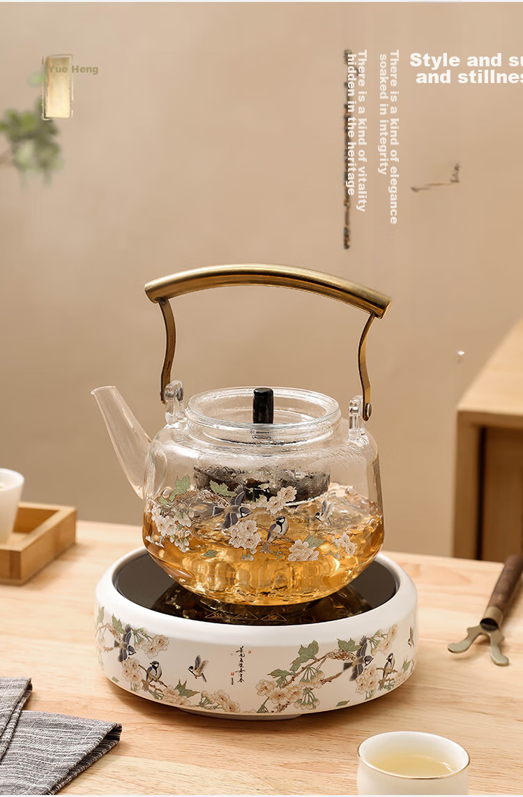 Jinxiangyu Kung Fu Tea Set Electric Ceramic Stove without Teapot for Home Use, Water Boiling And Brewing Tea Stove, Yue Heng Bai Niao Zhang Ming 11