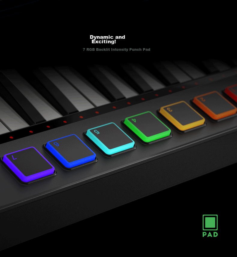 Midiplus Multifunctional Shoulder-Strapped Keyboard, Band Creative Performance Instrument, Portable Lightweight Mini Synthesizer, Sequencing Keyboard, Wireless 4