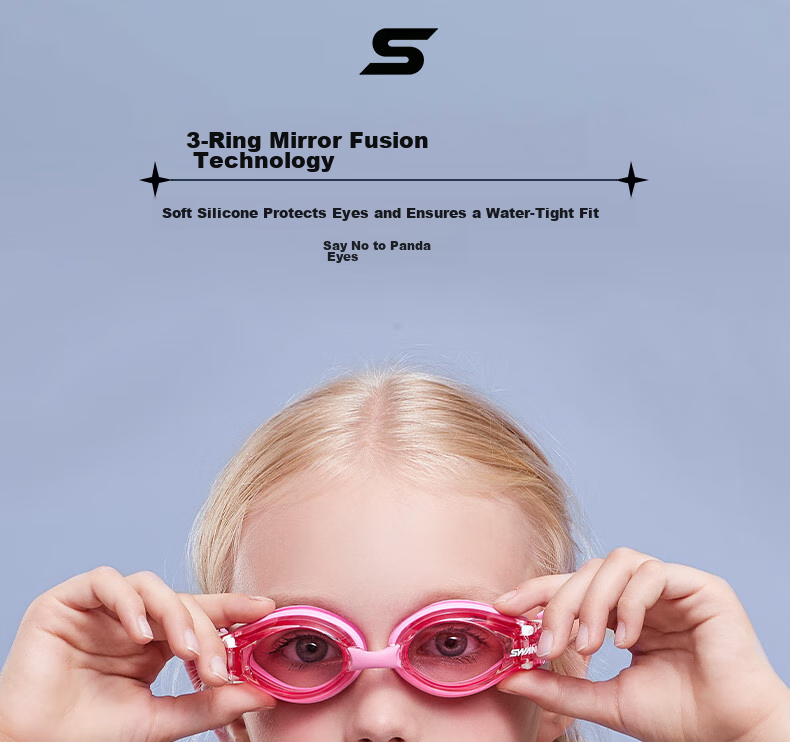 SWANS Children's Swimming Goggles, High-Definition Anti-Fog Waterproof, for Boys And Girls, Youth Professional Training Swim Glasses with Cap Set, Blue 12