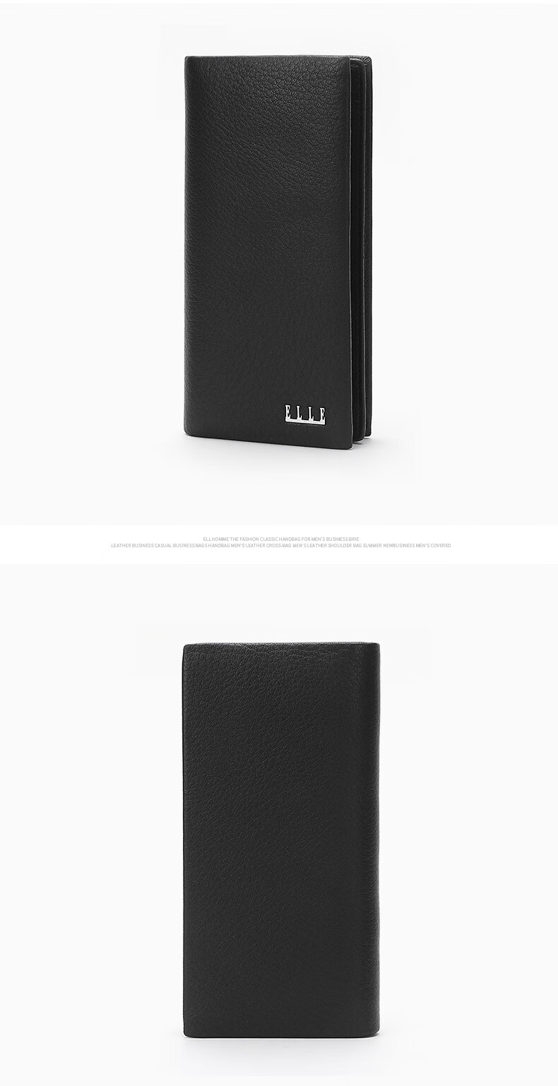 ELLE HOMME Men's Long Wallet, Top-Grain Leather Multifunctional Billfold, Horizontal Style Wallet 1312, Birthday Gift for Me 8