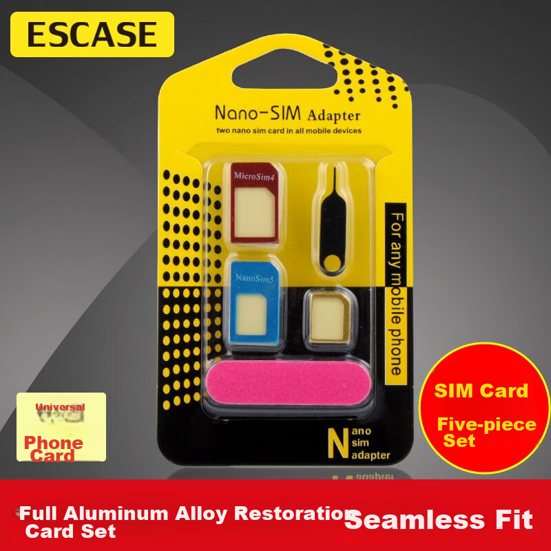 ESCASE SIM Card Ejector Tool Set of 5, Phone Card Holder SIM Card Restorer Micro/Nano Conversion Card Slot Ejector Pin, Compatible with Apple Huawei Xiaomi, Universal Black