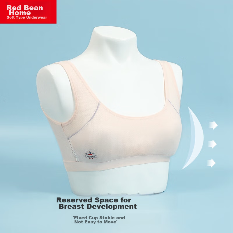 Hodohome Girls' Underwear, Puberty Stage Two Bra, Wireless, Anti-Nipple Show, Mesh Breathable Vest 006 A70