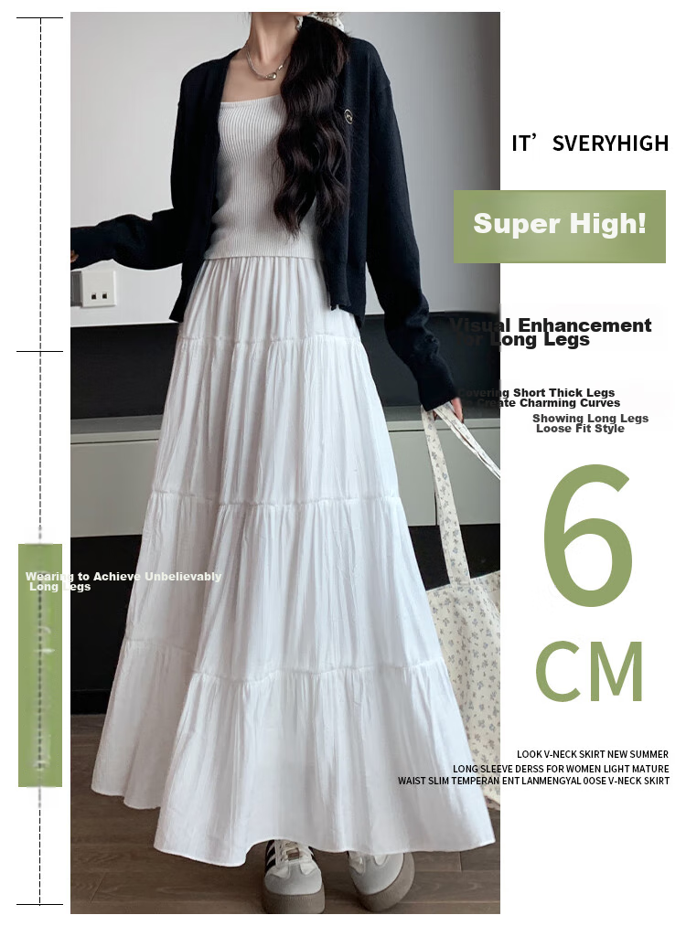 LangSha White A-Line Skirt for Women, Spring And Summer Lightweight High-Waist Pleated Cake Skirt, Elegant Ballet Long Skirt for Wome 5