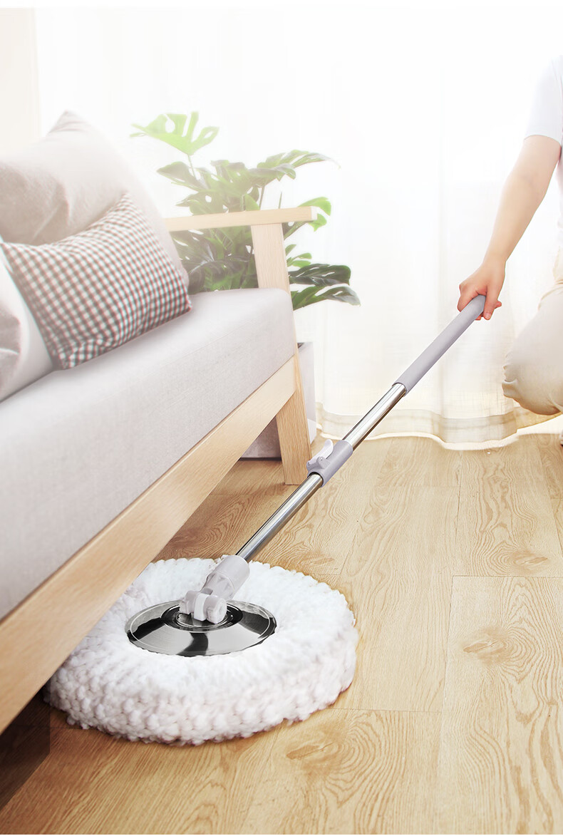 BEKAHIQ Rotating Mop with 4 Stainless Steel Drums, Hands-Free Cleaning, No Washing Required, 2026 Household Absorbent Lazy Mop Bucket 3