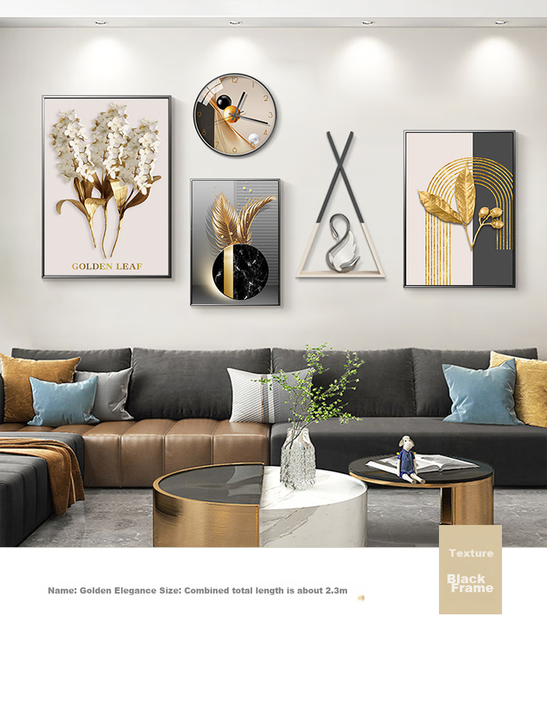 JIJUANJI Nordic Style Living Room Decorative Painting, Light Luxury Sofa Background Wall Art, Creative Combination Wall Hanging 6