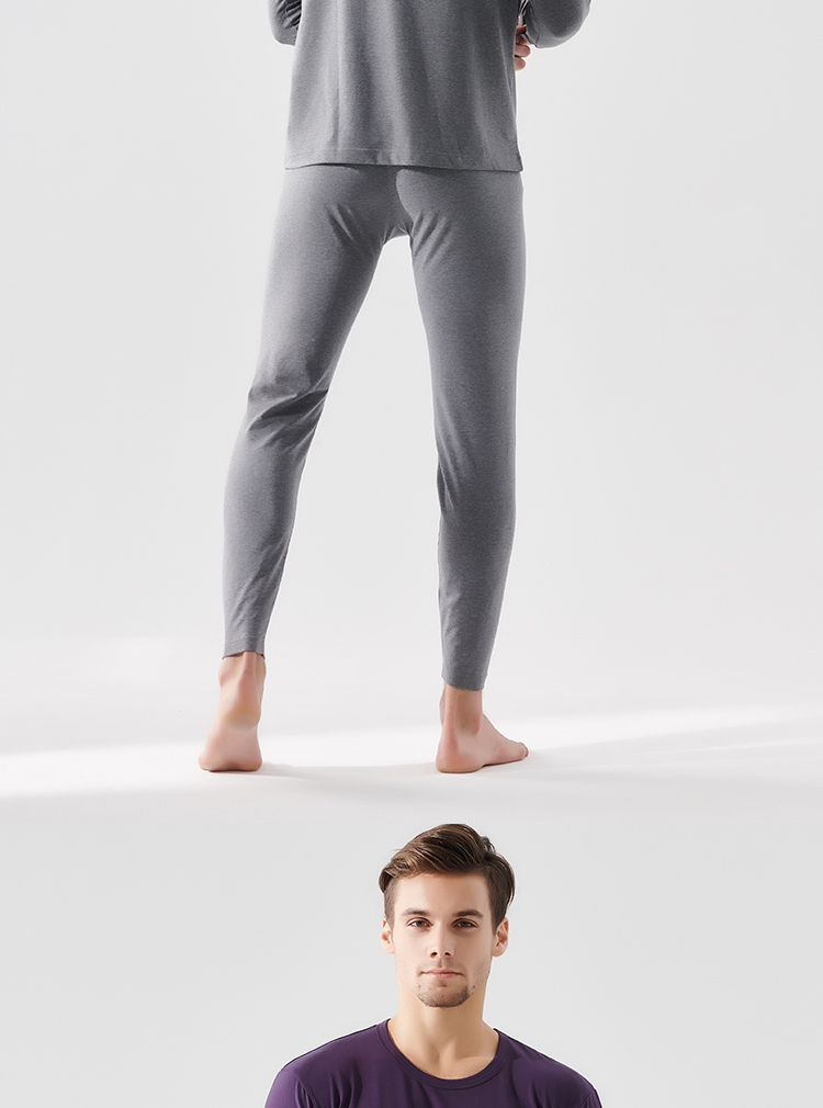 皮尔卡丹秋衣秋裤男套装纯色圆领保暖内衣男士线衣线裤 中国红 xl