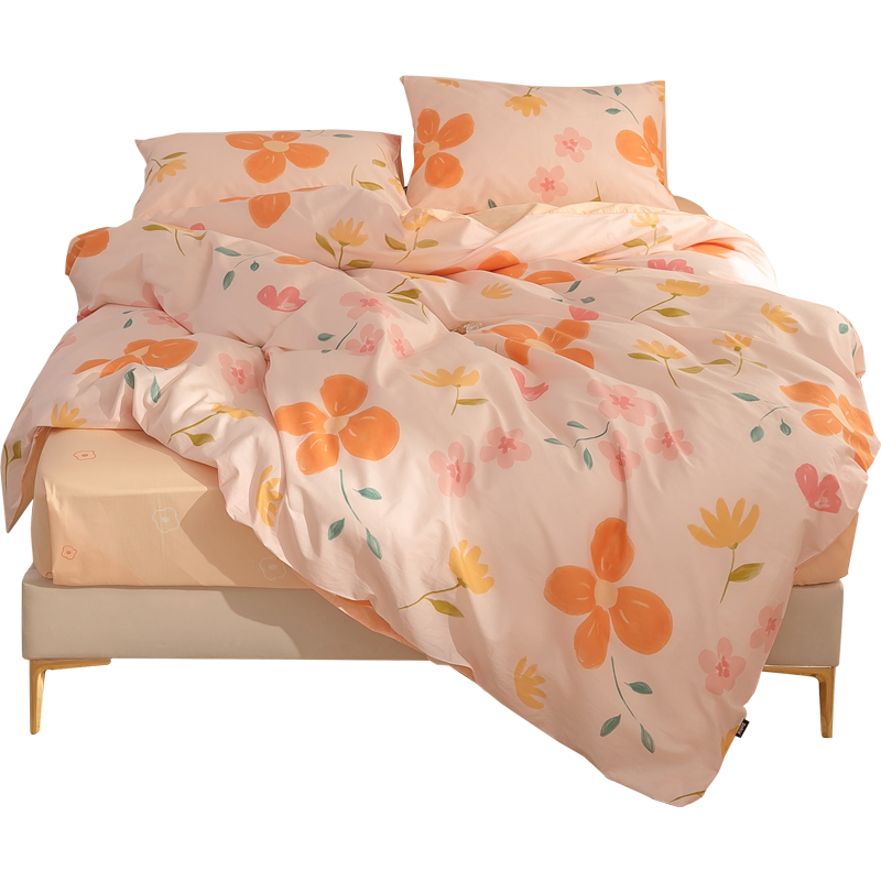 Dohia Home Textile Pure Cotton Bedding Set, Double Size All-Cotton Duvet Cover And Bed Sheet, Bedding Set for 1.8m Bed, 229*230cm