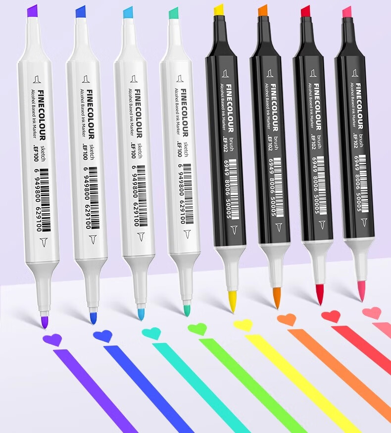 FINECOLOUR 3rd Generation Alcohol-Based Dual-Tip Markers, 48 Colors, Transparent Pen Case Set, Art Sketching Watercolor Pens, Art Education Drawing Pens 20