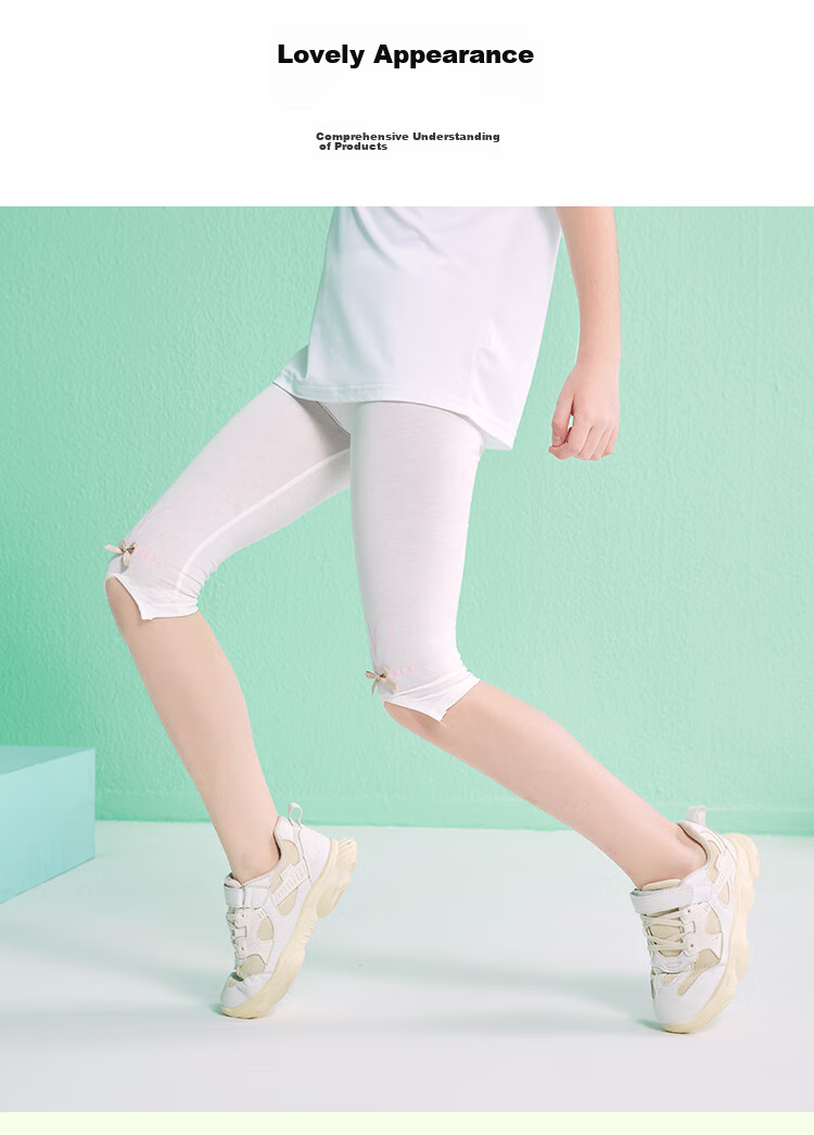Nanjiren Children's Pants, Big Kids' Leggings, Girls' Capri Pants, Summer Versatile Casual Pants, White, Size 110 10