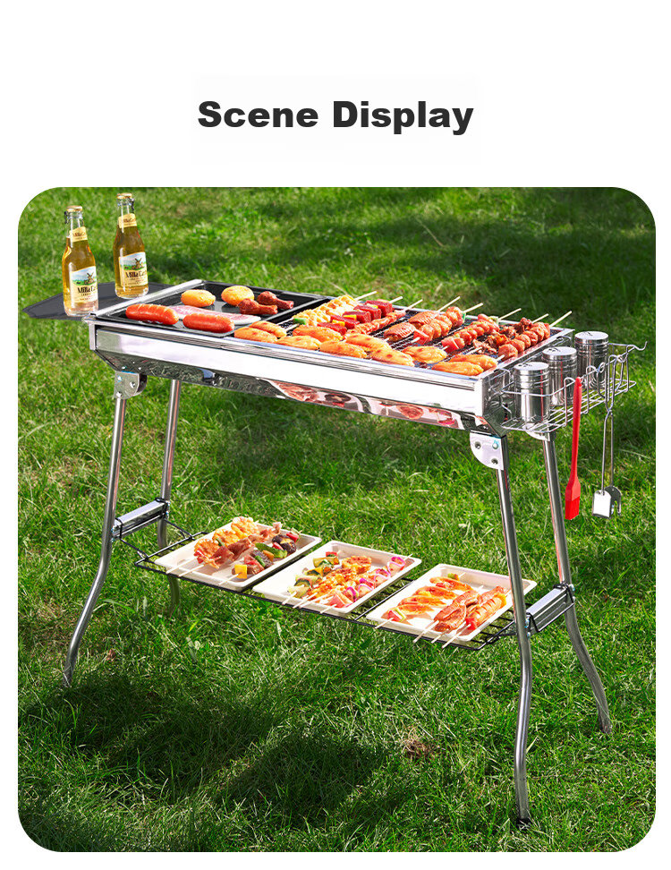 Suncojia , Outdoor Stainless Steel Barbecue Grill, Portable Foldable Barbecue Rack, Charcoal Grill, Carbon Grill, Meat Roasting Rack 10