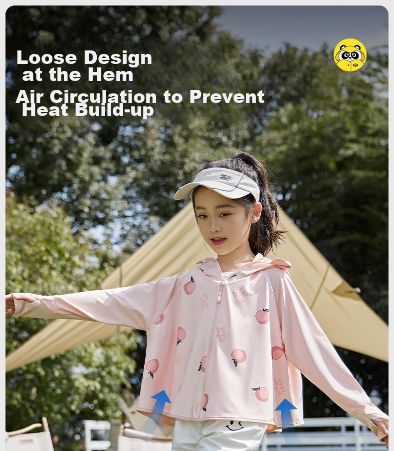 Moremerry Children's Sun Protection Clothing, Boys And Girls Sun Protection Garment, Summer Ice Silk Cool Feeling Baby Sun Protection Jacket Shawl, Peach Color, Size L 4