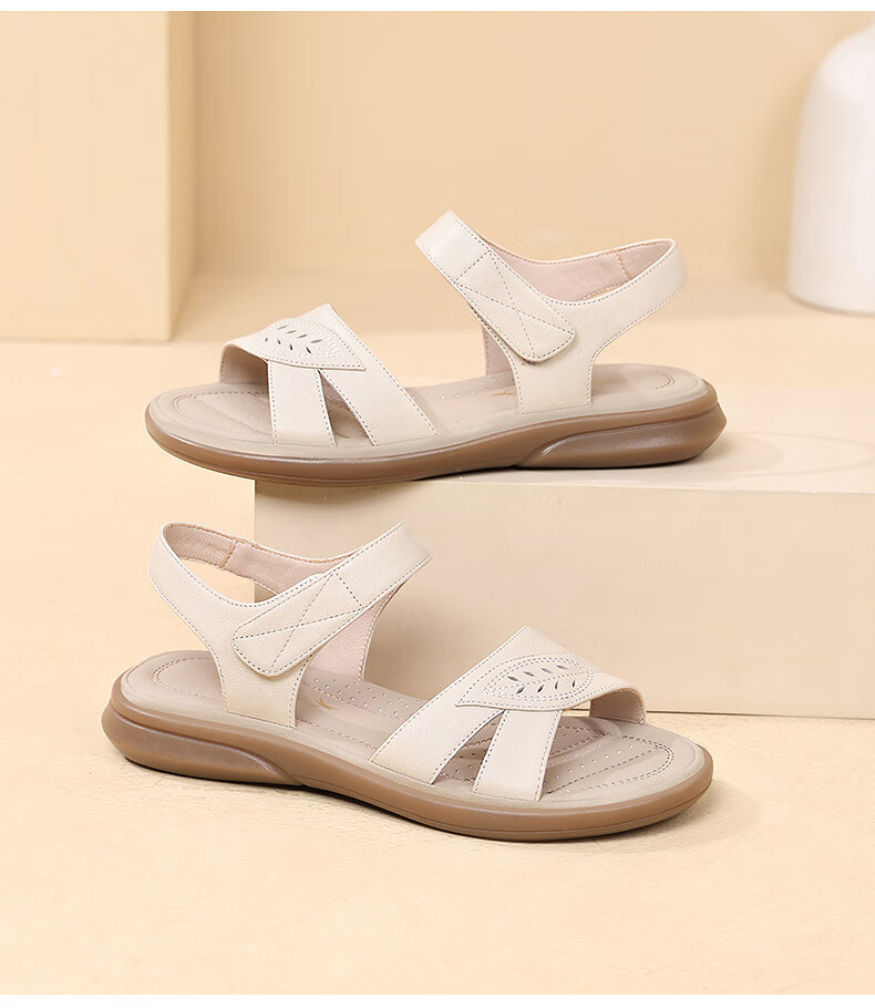 Red Dragonfly Leather Sandals Summer Soft Sole Comfortable Mom Shoes Women Wedge Soft Leather Beach Shoes WTK233142 1
