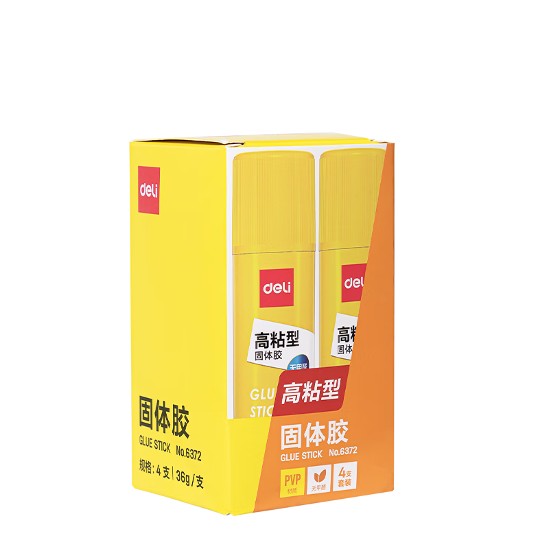 Deli 36g High Viscosity PVP Solid Glue Stick, Formaldehyde-Free Quick-Drying Durable Adhesive, Strong Bonding, Student Stationery, 4-Pack, Office Supplies, 6372