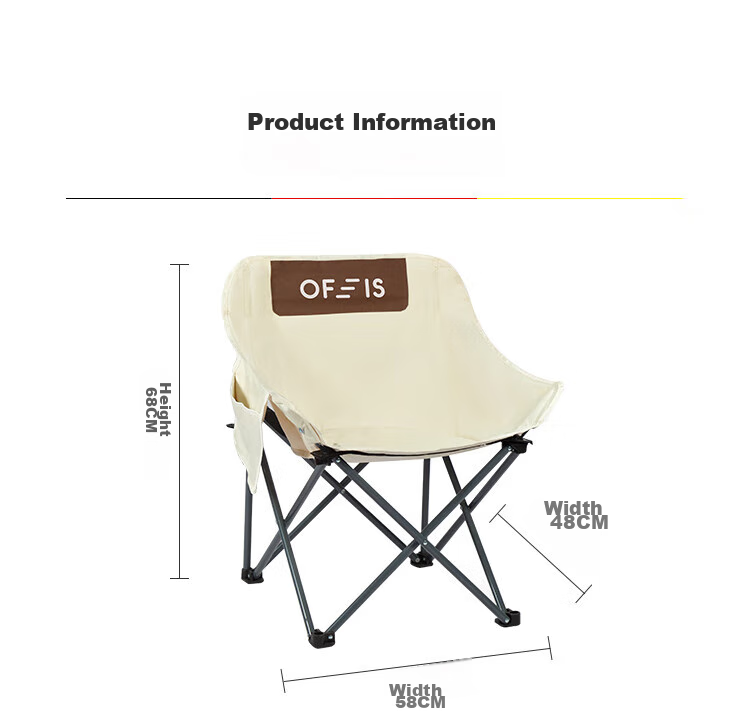 OFEIS Short Back Moon Chair, Outdoor Folding Camping Chair, Picnic Table And Chair, Leisure Beach Camping Fishing Chair, Director's Chair 18