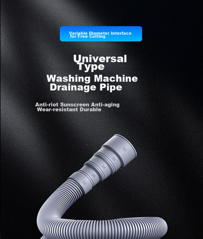 Lelandi Universal Washing Machine Drain Hose Extension Pipe, Outlet Pipe, Drainage Hose, Extended Flexible Hose for Fully Automatic Top-Loading And Front-Loading Washing Machines, 1 Meter with Adapter L5019 1