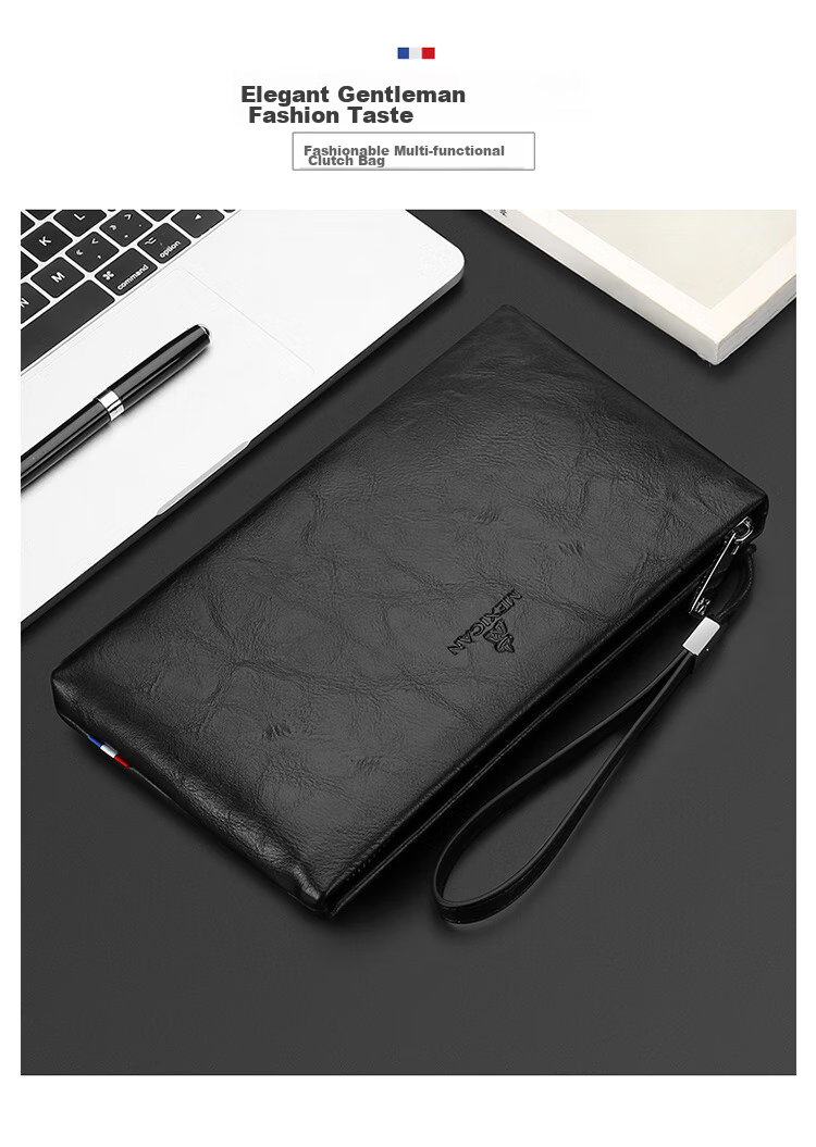 MEXICAN Men's Clutch, Large Capacity Handbag, Multi-Card Envelope Bag, Zipper Clutch, Handheld Wallet, Birthday Gift 2