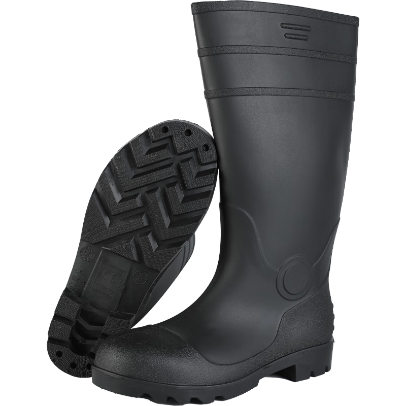 FOOTOPPO Men's Mid-Calf Work Rain Boots Steel Toe Anti-Smash Puncture-Resistant Waterproof Mining Safety Shoes with Steel Plate and Steel Sole High Tube Rubber Boots