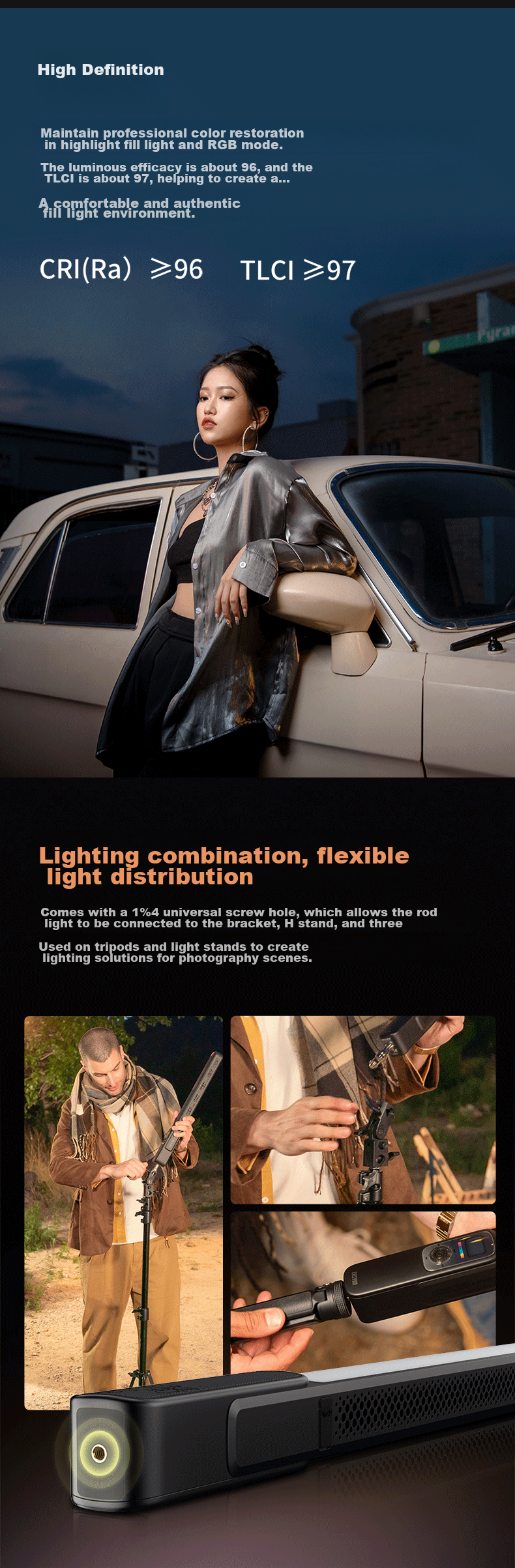 Zhiyun Power King X100 Portable Live Streaming Fill Light, Beauty Photography Studio Light, Indoor And Outdoor Portrait Shooting Light, 100W COB Pocket Light X100 PRO 4