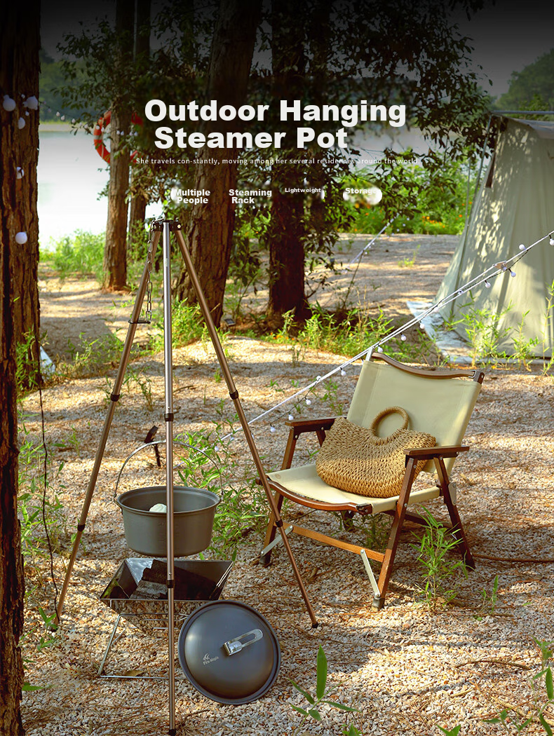 FIRE-MAPLE Mini Hanging Steamer Pot Outdoor Hanging Steamer with Steaming Tray Wild Camping Steam Cooker Single-Pot Soup Pot Hot Pot 2