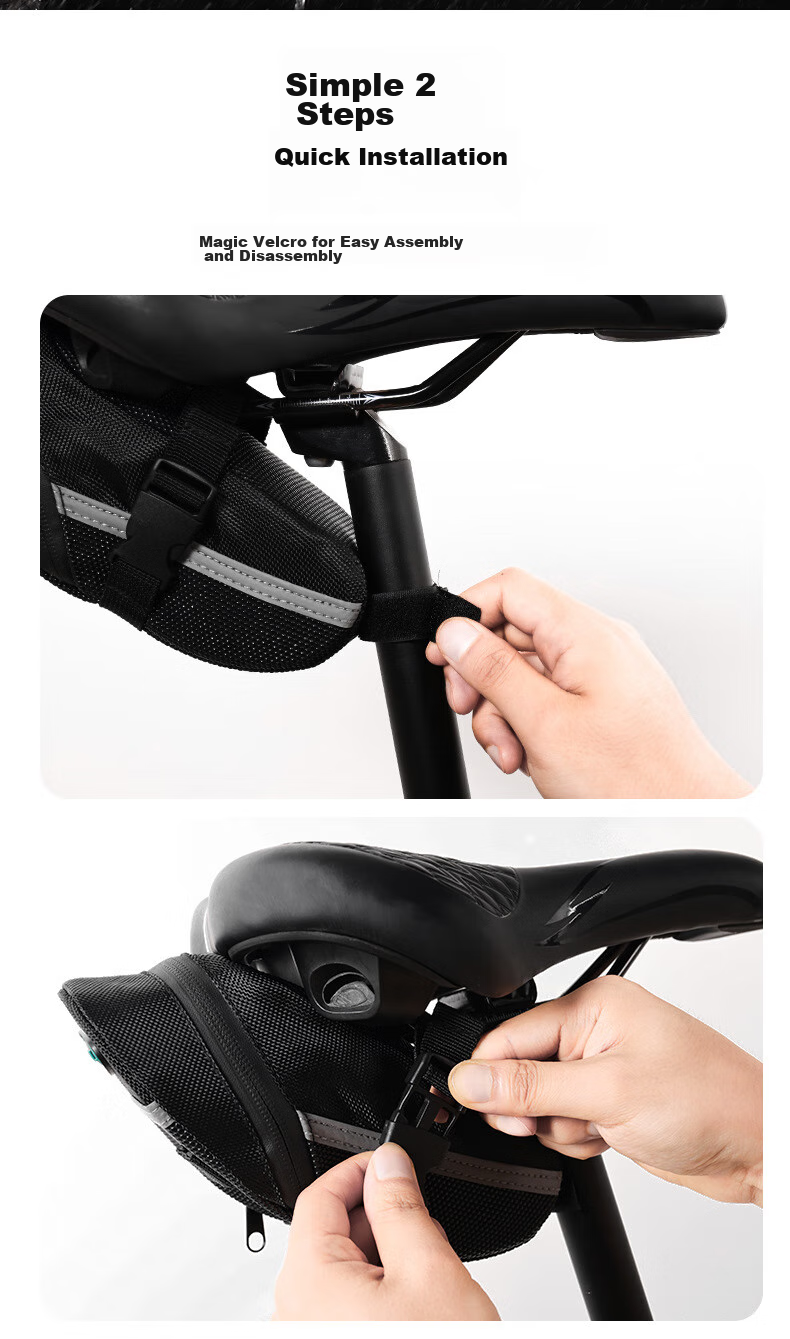 BIKEBROS Bicycle Saddle Bag, Tail Bag, Seat Cushion Bag, Mountain Bike Road Bike Cycling Bag, Bicycle Saddle Tail Bag Equipment, Black 8