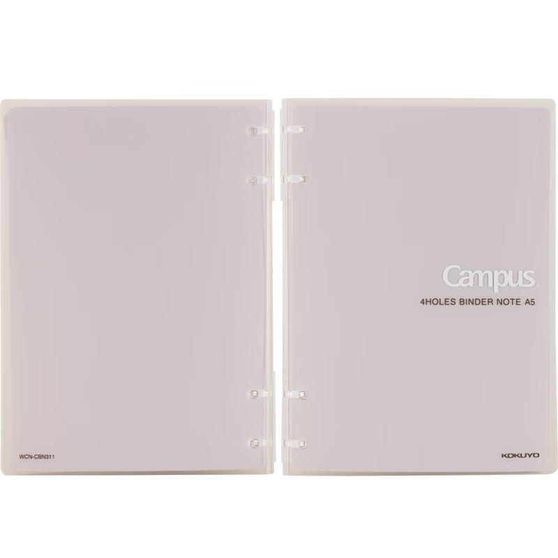 KOKUYO A5 Notebook Campus Ultra-Thin Four-Ring Loose-Leaf Notebook, 10 Sheets 8mm Ruled Pages, Light Gray, 1 Book WCN-CBN311LM