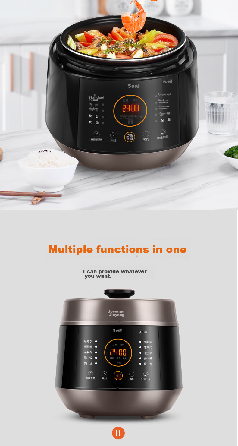 Joyoung 5L Smart Home Electric Pressure Cooker for 4-5 People with Dual Inner Pot, Multifunctional Copper Craftsmanship High Pressure Cooker with Large Fire, Nutritious Cooking, Timer And Reservation Function Y-50C82 8