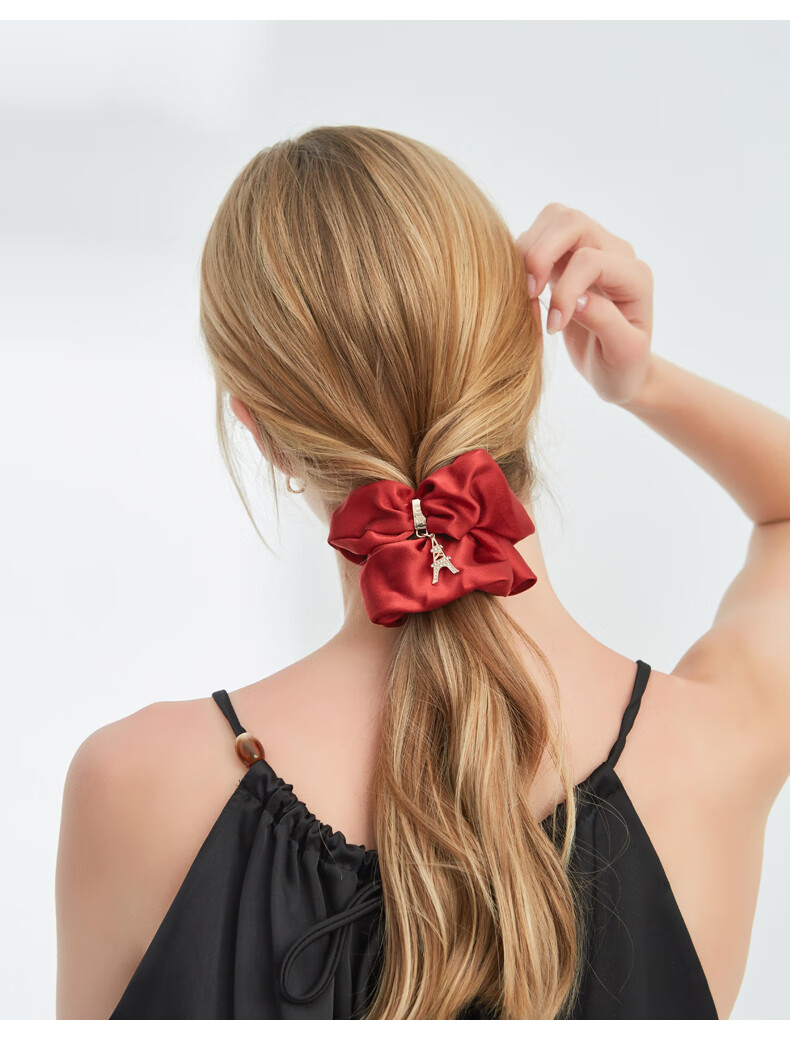 ELLE Silk Hem Hair Tie Elegant Women's Large Scrunchie Bun Hair Rope Gift 15