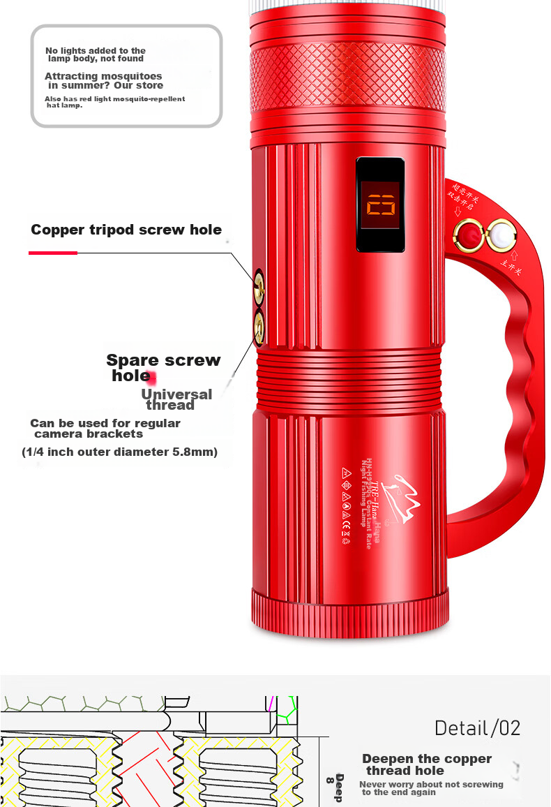 Hana Underwater Fishing Light Night Fishing Lamp Outdoor Rechargeable High Brightness LED Flashlight with Long Battery Life 8