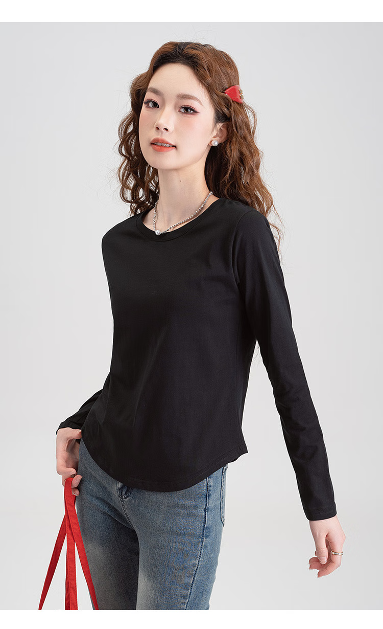 NOME Autumn And Winter New Round Neck Slim-Fit Long-Sleeve T-Shirt for Women, Body-Hugging Waist-Cinching Base Layer Inner Wear, White, XL 13