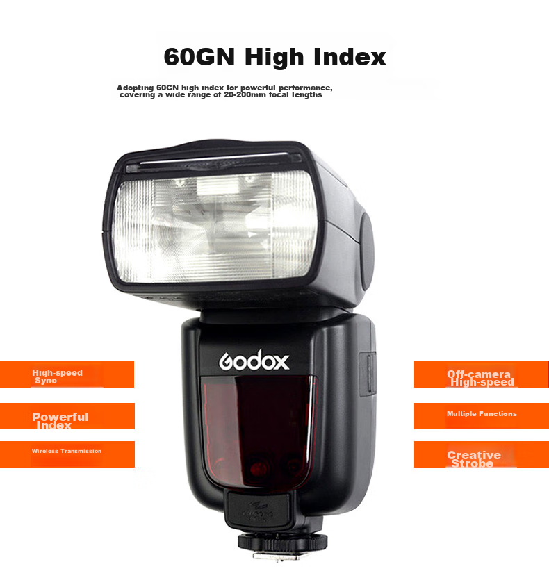 Godox TT600 Flash Hot Shoe, External Flash Photography Light with Built-In 2.4G Trigger, Universal (Except Sony) 7