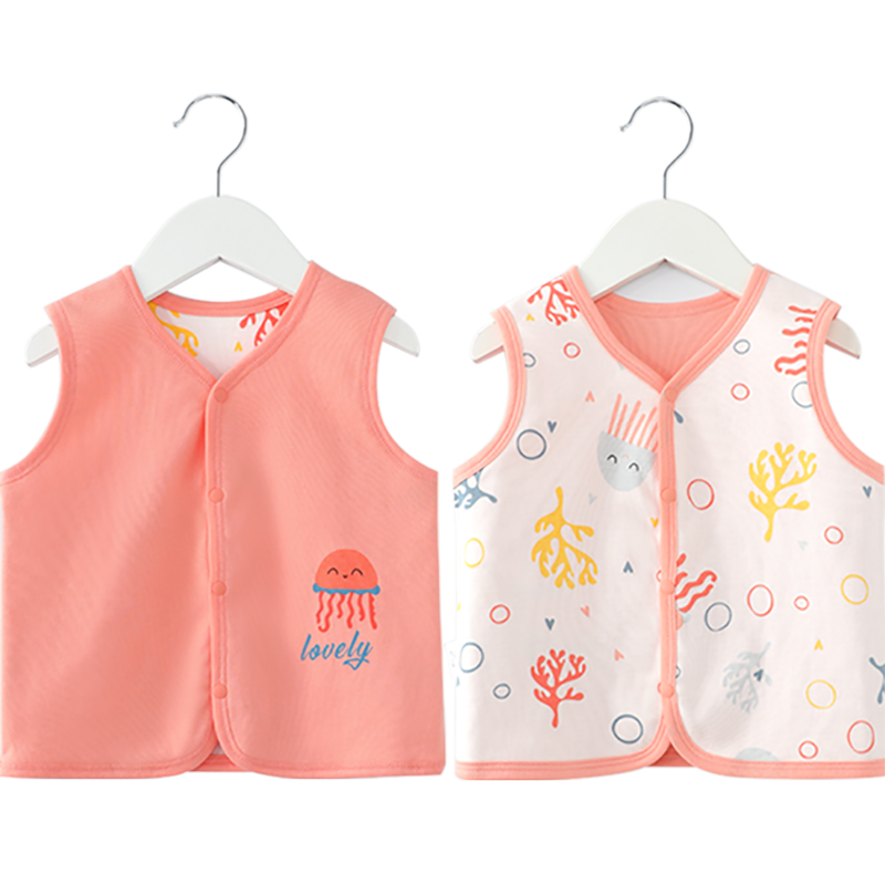 Shubeiyi Baby Clothes Children's Vest Reversible Waistcoat Infant Sleeveless Jacket Top for Boys And Girls Spring Autumn Warm Vest Pink 80
